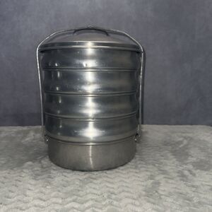 Vintage Regal Picnic Pack Stacking Aluminum Pans 5 Tier Camping Lunch w/Handle